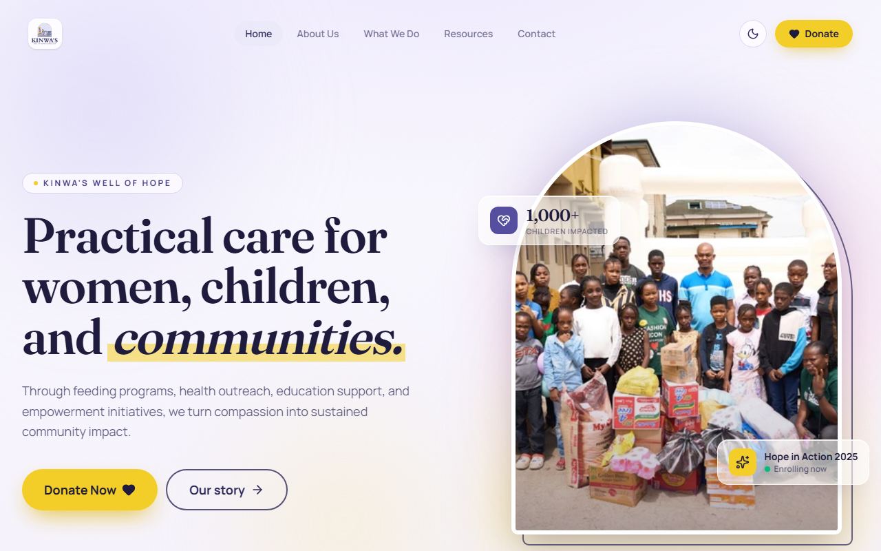 Kinwa's Well of Hope NGO Website